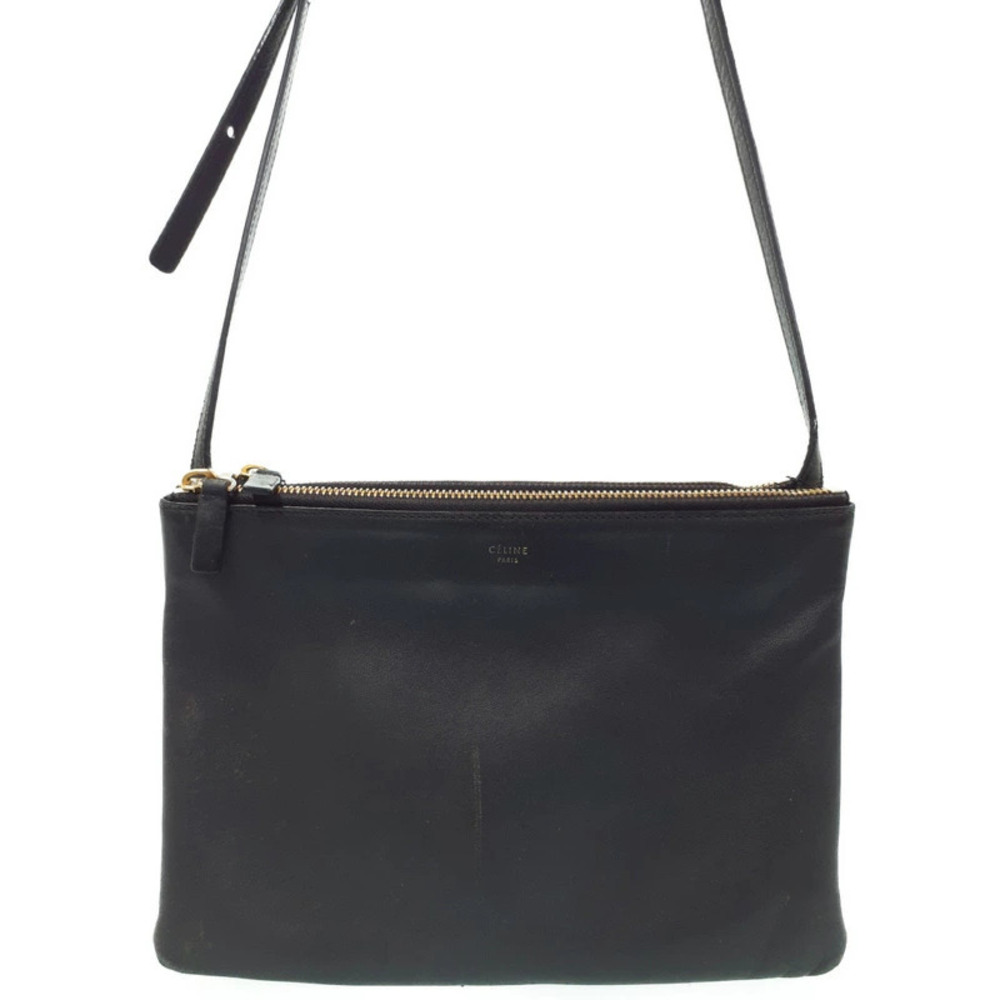 Celine Trio Leather Crossbody Bag Black